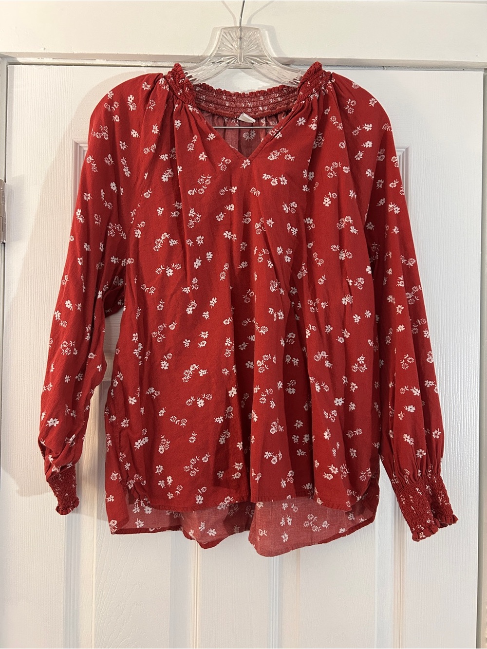 Old Navy Red Floral Peasant Top